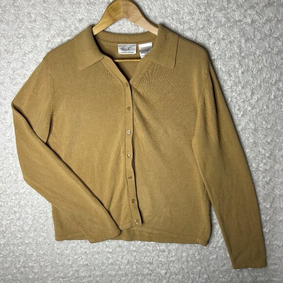 Kathie Lee Collection Women’s XL Brown Cardigan Button Up Collared Sweater - Picture 1 of 4